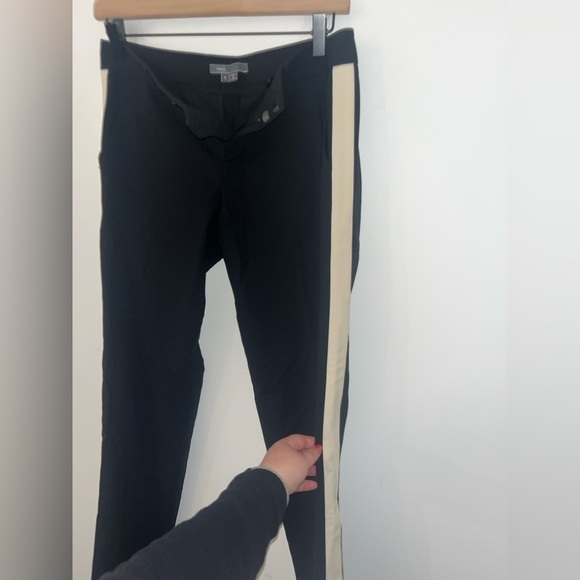 VINCE Strapping Trousers Black Low Rise Pants White Racer Stripe Size 0 - Picture 5 of 15